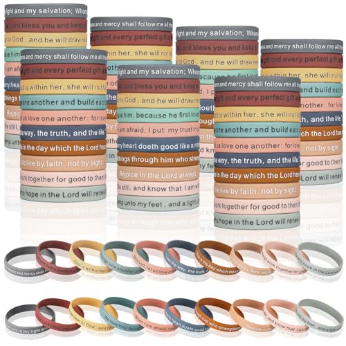 Estune 120 Pcs Bible Verse Bracelets Christian Wristbands, Classic Color - color: Classic Color