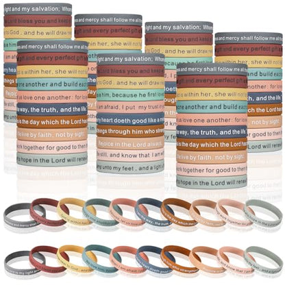 Estune 120 Pcs Bible Verse Bracelets Christian Wristbands, Classic Color - color: Classic Color