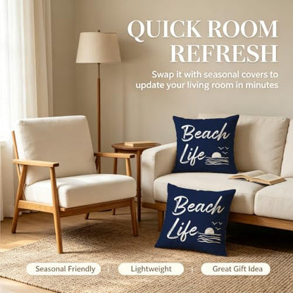 Beach Life Throw Pillow Cover 18x18 inch - color: Beach04