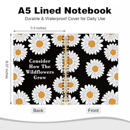Consider How The Wildflowers Grow Luke 12:27 Spiral Notebook for Study Work, Daisy Notebook, Inspirational Christian Faith Journal, New Job Farewell Gifts for Women Coworkers Daisy Lovers Boss - style: Consider
