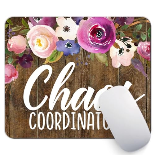 Chaos Coordinator Quotes Vintage Watercolor Floral Mouse Pad, Office Decor for Women, Office Gifts, Desk Décor, Office Desk Accessories - color: B
