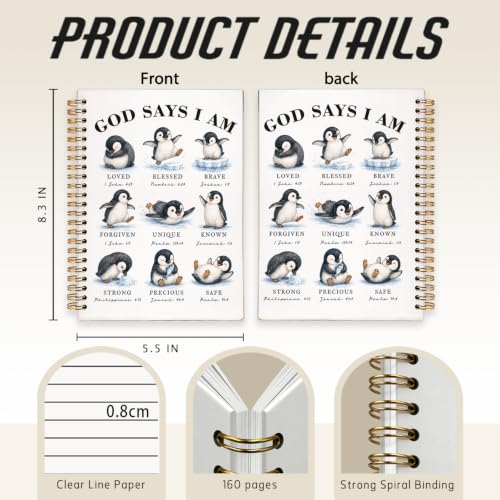 Penguin Gifts Cute Christian Notebook Bible Journal for Women Girls - color: Penguin Christian -(A5)
