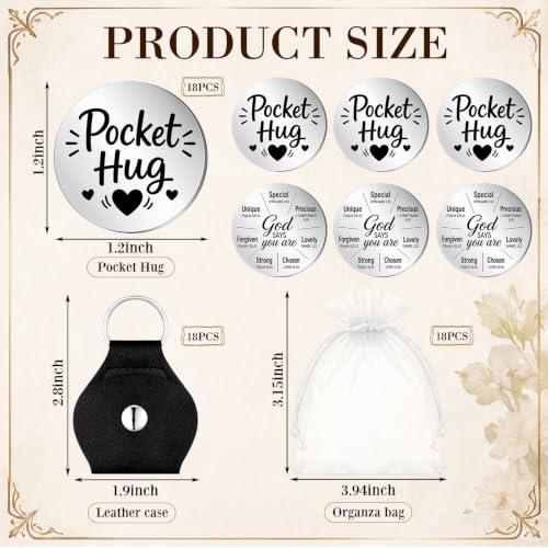 Dansydaisy 18 Set Pocket Hug Token Christian Gifts with PU Leather Keychain for Motivational Faith Party Scripture Gift - style: God Says You Are