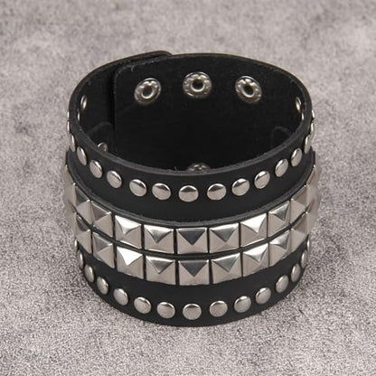 GelConnie Punk Leather Cuff Bracelet Adjustable Straps Wrap Bracelets Arm Armor Cuff Gothic Leather Wristbands for Men, Women - color: MLPB099-Black