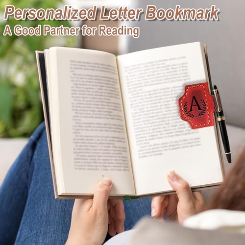 Custom Magnetic Bookmarks with Pen Holder, Personalized 26 Letters Name Initial Leather Bookmark, Leather Book Mark for Men Women Teachers, Readers Book Lovers Gifts (Purple, Q) - color: Purple, size: Q