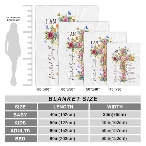 ENCYCOM Personalized Gods Say You are Blanket – Christian Faith Throw Blanket Bible Verses, Affirmation Religious Bedding for Women, Christmas Birthday Gift (Faith Cross Floral)