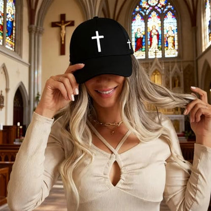 3D Embroidered Christian Hat for Men & Women, Jesus Faith Cross Hat, Religious Gifts for Christians Clothes - color: Cross-black
