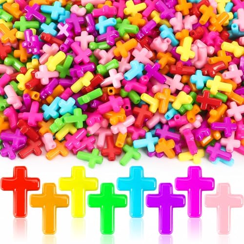 UPINS Cross Beads,1200Pcs Christian Beads for Bracelets Jewelry Making - color: Multicolor for Cross