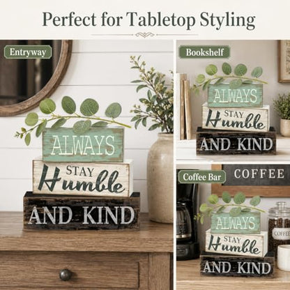 4pcs Farmhouse Table Decor, Always Stay Humble and Kind Inspirational Decor - style: Kind