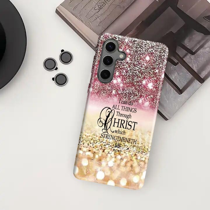 Compatible with Samsung Galaxy S26 5G Case,Case for Samsung Galaxy S26 Double-Layer Full Body Drop Protection,Diamonds Glitter,Bible Verse Philippians 4:13 - color: Diamonds Glitter,Bible Verse 4:13, size: S26