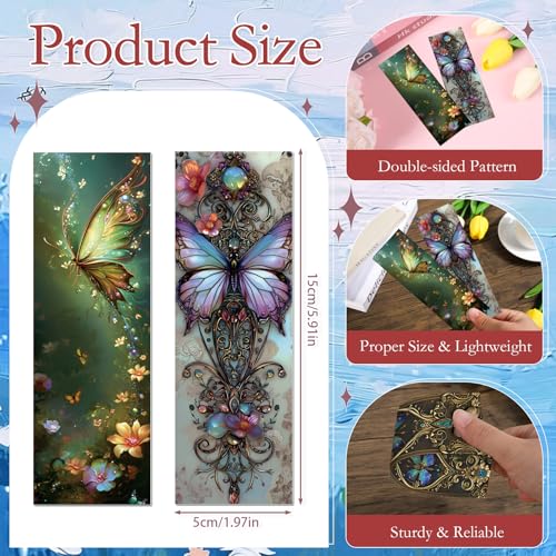 Fantasy Butterfly Bookmarks Gifts - 100 Pcs Fairy Tale Butterfly Bookmark Paper Floral Aesthetic Art Book Mark Page Clips for Women Men Book Lovers Students Teachers Bookish Reading Gifts - color: Fantasy Butterfly