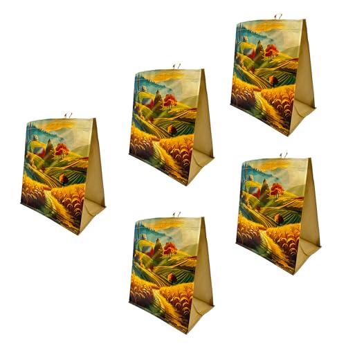 Earthwise Reusable Grocery Bags – Foldable & Water‑Resistant Shopping Bags, Gift Totes, Durable Multi‑Use Eco Bags (5 Pack) - color: Harvest