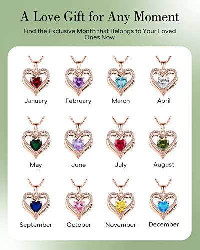 925 Silver Heart Love Necklace Women, Wife Anniversary Jewelry Gift for Her - color: Rose Gold