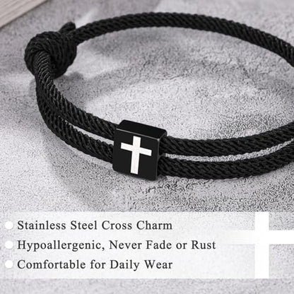 UNGENT THEM Cross Bracelet for Teen Boys Men, Christian Gifts with Card - style: Confirmation&Boys