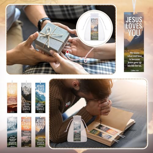 Supervitae 12 Set Jesus Loves You Bookmark Pin 1 John 3:16 Christian Gift - style: Jesus Love You