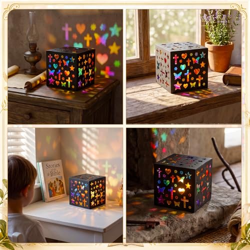 DoubleFill 24 Sets VBS Crafts Tissue Paper Lanterns Crafts Kits Religious Cross Tissue Paper Lanterns Bulk Suncatcher DIY Cross Ornaments for Church Sunday School VBS Art Classroom