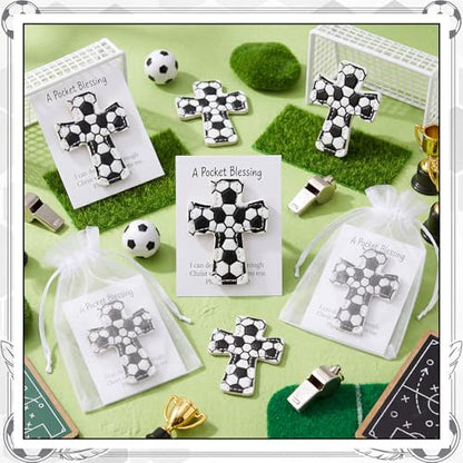 Hollowfly 12 Set Soccer A Pocket Blessing with Gift Cards and Organza Bags Cross Pockets Blessing Soccer Encouragement Gifts Christian Keepsake for Athletes Players Sports Lovers Team Coach Graduation - style: Soccer