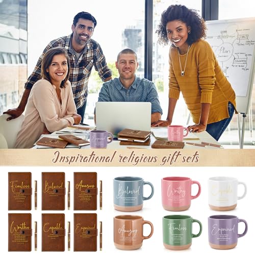 Potchen 18 Pcs Christian Church Gift 13oz Coffee Mug Journal Pen - color: Morandi Brown, size: Bible