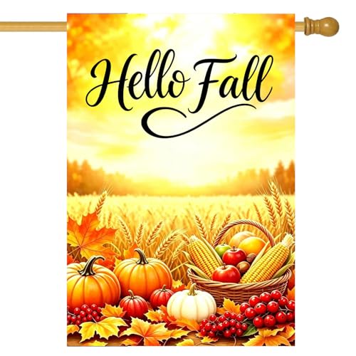 Large Thanksgiving Fall House Flags for Outside 28x40 Double Sided - color: Harvest, size: 28x40 Inches