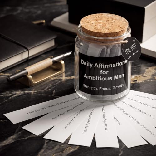 Lunmon Daily Affirmations Jar for Ambitious Men 96 Motivational Quotes - style: Man Affirmation