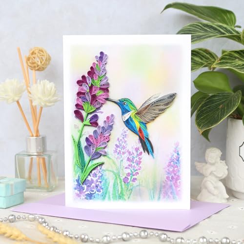 KingKraft Hummingbird Quilling Card, Birthday Card, Anniversary Card for Wife, Husband, Greeting Card for All Occasions, Mothers Day, Valentines Day Card, Thinking of You, Get Well Card - color: Hummingbird
