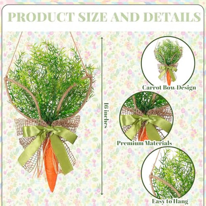 Cinnvoice Easter Carrot Wreath Artificial Front Door Wreath - style: Easter Carrot