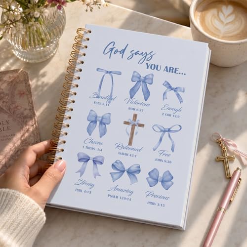 VONTP Bible Blue Bow Christian Notebook Journal for Women, 5.5 x 8.3 Inch - color: 001-Blue