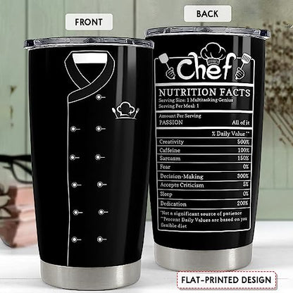 Gifts for Women Men Chef Tumbler 20oz Chef Stainless Steel Insulated Tumblers Coffee Travel Mug Cup Chefs Gifts for Birthday Christmas Cook Lovers Gift - color: Chef