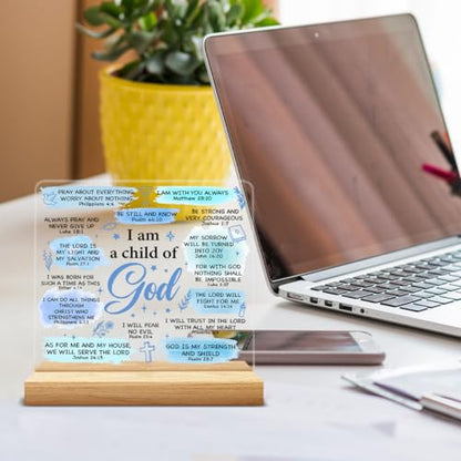 Baptism Gifts for Boy, Inspirational Scriptures Acrylic Desk Sign - color: M60A08