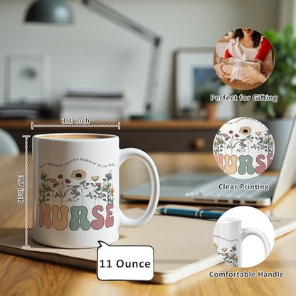 Boho Floral Nurse Mug 11 oz, Nurse Week Graduation Appreciation Gifts Coffee Cups Ceramic, Nursing Student Gifts Ceramic Mug for Coffee Tea Hot Cocoa Home Office Work - color: 18Child