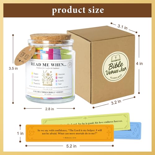 Bible Verse Jar – 108 Christian Scripture Jar for 8 Emotions & Feelings – Read Me When Prayer Cards for Daily Devotional & Encouragement – Gift for Women, Men, Mom, Friends, Birthday, Christmas - style: 8 Emotions