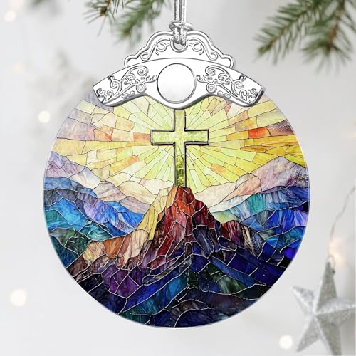 Christian Christmas Decorations - Jesus Home Decor | Cross Christmas Ornaments | Xmas Tree Ornament – Religious Gifts | Christian Gifts | Easter Faith Cross Gift - color: Style 1-cross