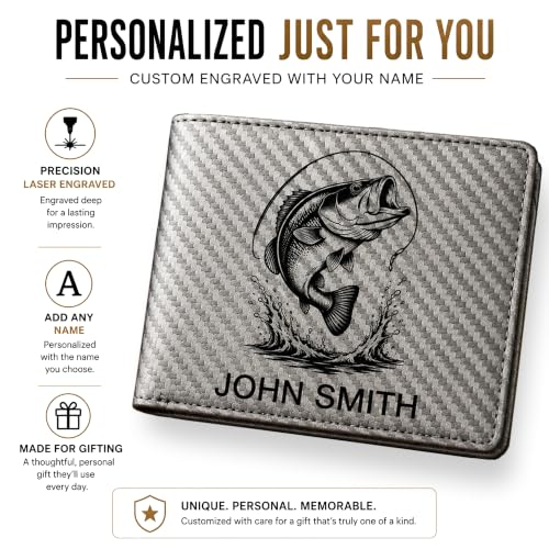 LaserGram Personalized Wallet, Christian Cross (Carbon Fiber Silver) - color: Carbon Fiber Silver