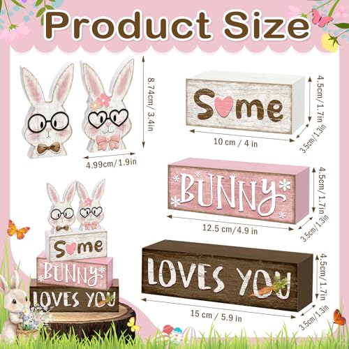 Britimes Tiered Tray Decor Set, 4 Pack, Wooden Table Sign, Easter Bunny - color: Easter Bunny Couple