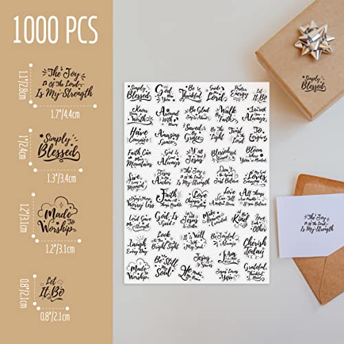 1000 PCS Bible Verse Stickers, Clear Inspirational Pray Stickers Encouraging Scripture Decals Jesus Christian Religious Faith Labels for Scrapbooks Bottles Computer Planner Diary Album Kids Adults - color: Black Text Version