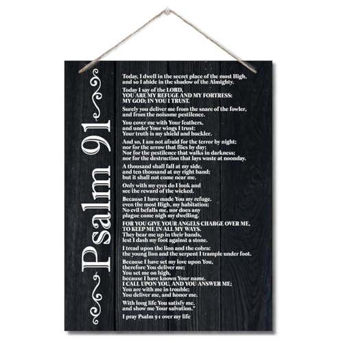 Inspirational Wood Art Signs, Psalms 91 Wall Sign, Hanging Printed Wall Plaque Wood Signs, Bible Verse Print, Christian Scripture for The Home or Office Decor, Christian Wall Decor 10 X 7.8 inch C - color: Color 04
