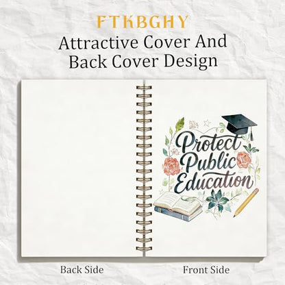 Retro Protect Public Education Teacher Spiral Notebook, Teacher Appreciation Gifts Notebooks for Note Taking, Teachers Graduation Gifts, Teachers Office Supplies, Coworker Gift, 5.5x8.3 Inch - color: Colour-5