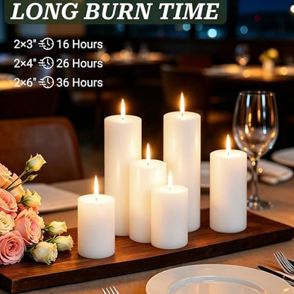 18 Pack White Pillar Candles Set, Unscented Smokeless Dripless - color: White Flat-top, size: 2x3/4/6 Inch