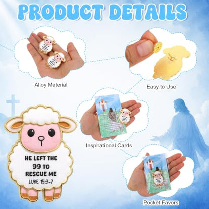 36 Sets Christian Lost Sheep Enamel Pins Bulk with Scripture Cards