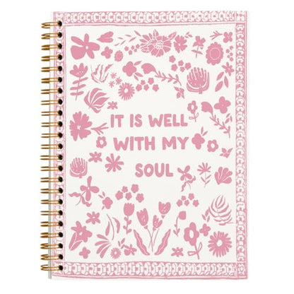 Christian Bible Spiral Notebook Journal Gifts for Teen Girls Women - color: pink wildflower