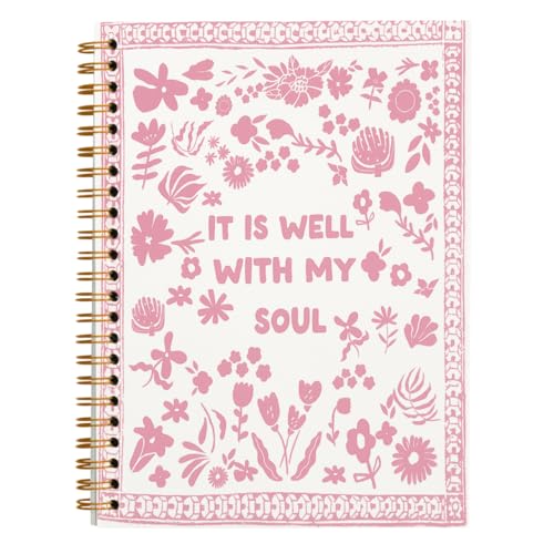 Christian Bible Spiral Notebook Journal Gifts for Teen Girls Women - color: pink wildflower