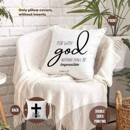 Motivational Christian Gifts Throw Pillow Covers, Faith Pillow Covers 18x18 - color: Godcross