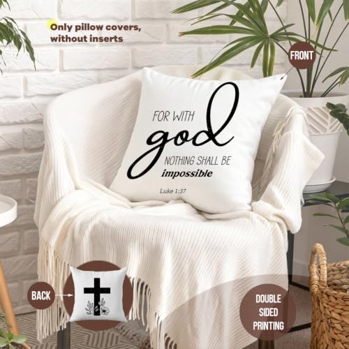 Motivational Christian Gifts Throw Pillow Covers, Faith Pillow Covers 18x18 - color: Godcross