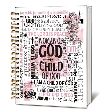 Pink Christian Notebook, Child of God Christian Journal for Women - color: God