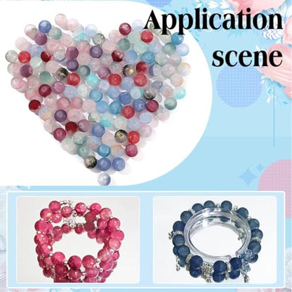 300Pcs 8mm Frosted Glass Beads for Bracelet Making Kit - color: Frosted
