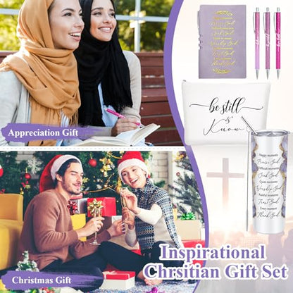 Domensi 6 Pcs Christian Gifts Set, 20 oz Tumbler Notepad Pens, Purple - color: Purple