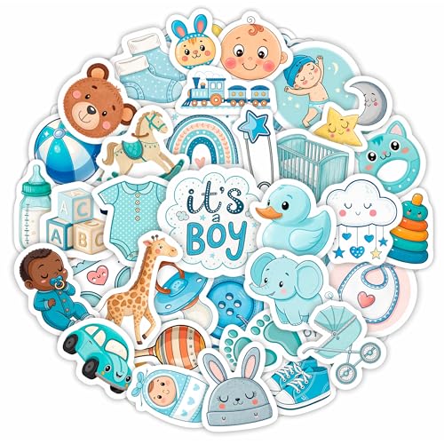 100Pcs Baby Boy Stickers for Shower Favors, Scrapbooking - Newborn Stickers - Baby Boy Shower Party Supplies & Decoration - color: Boy Shower Stickers