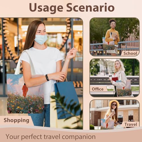 kunlisa Christian Tote Bag for Women, Christian Gifts for Women Faith Canvas Tote Bag - color: Jesus Was Among the Flowers