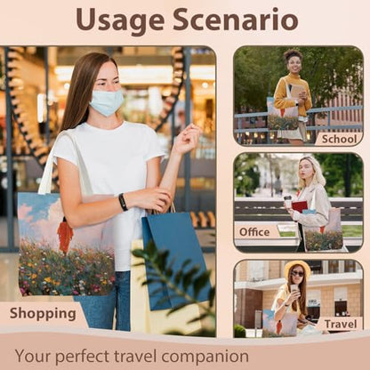 kunlisa Christian Tote Bag for Women, Christian Gifts for Women Faith Canvas Tote Bag - color: Jesus Was Among the Flowers