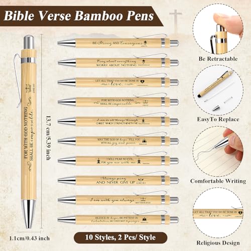 Lincia 80 Pcs Christian Bible Verse Pens Keychains Bookmarks, Wood Color - color: Wood Color